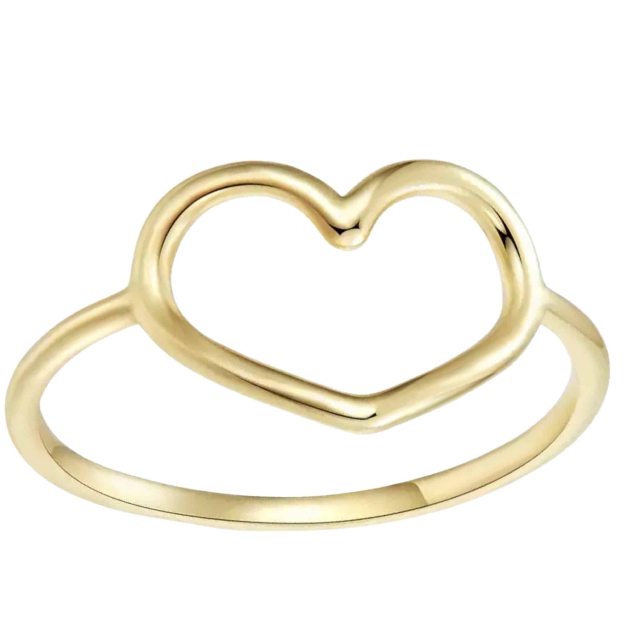 parallel kijk in premie Zilveren hart ring | Gold color | 925 Sterling Zilver