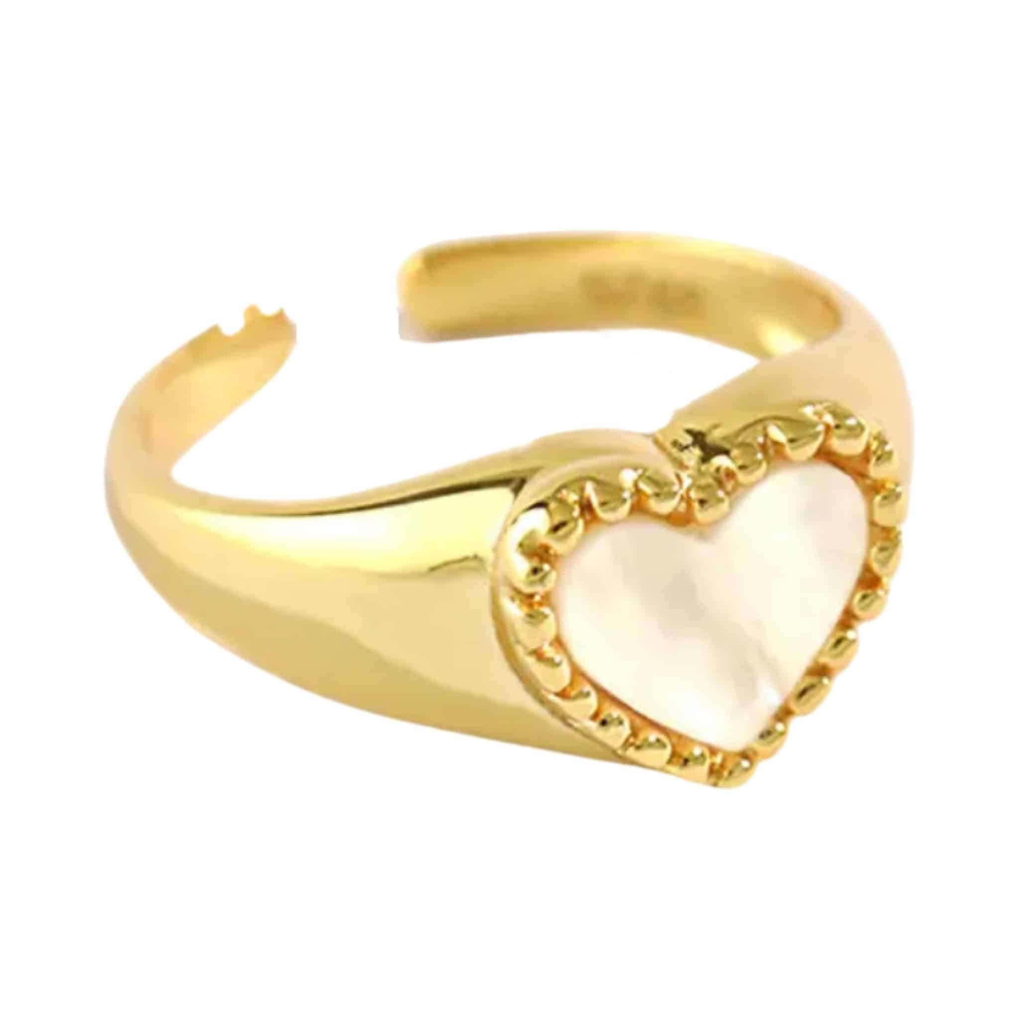 pizza Verwachting waarom Hart ring Parelmoer gold color | 925 Sterling Zilver