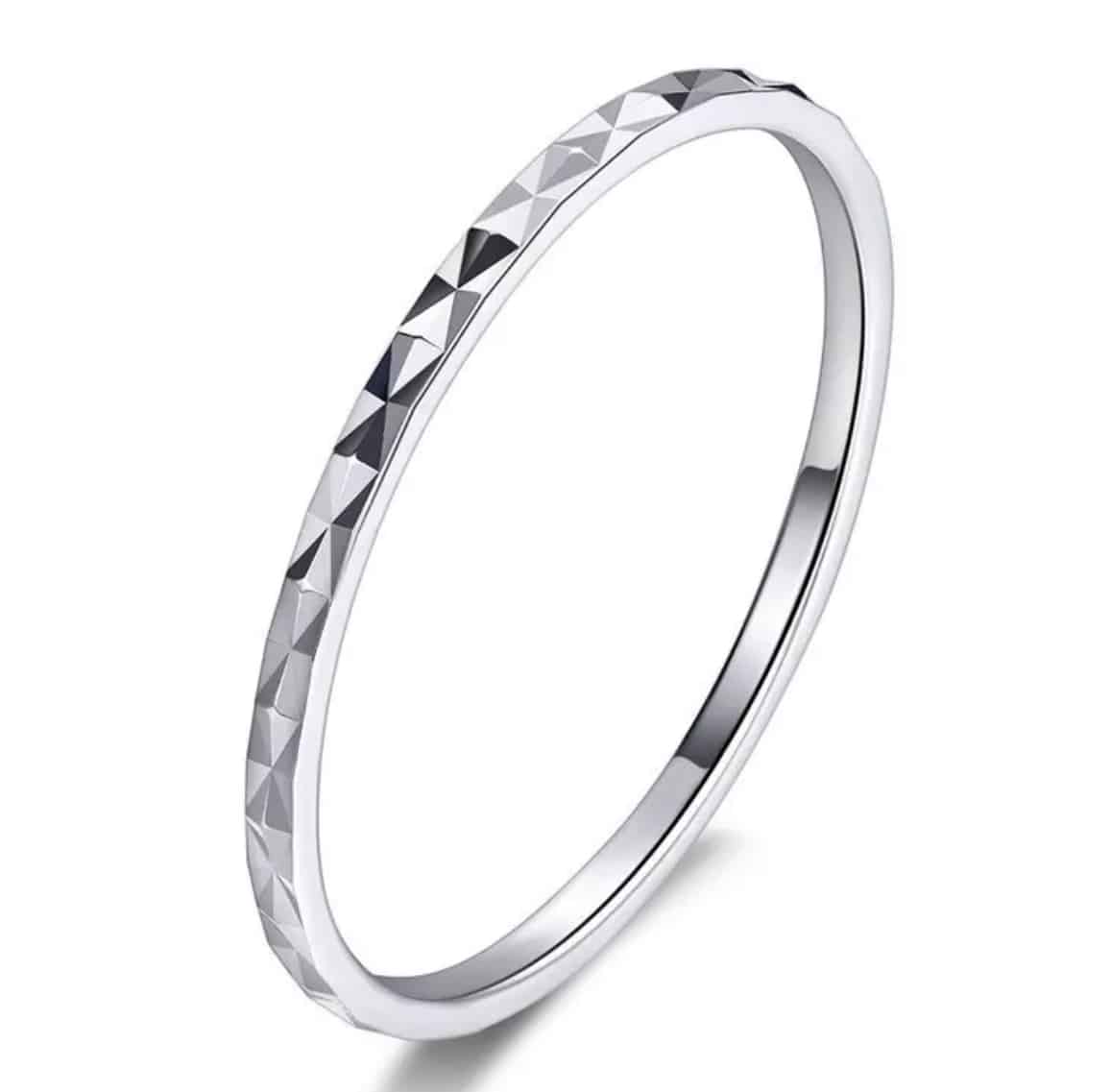 Wat mensen betreft band Harde ring Spiegel ring diamant patroon | 925 Sterling Zilver